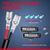 Two lead wiring harness with added connectors for safe connection and two light output connectors for LED light bars