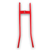 Red heavy duty truck brake spring removal and installation tool with a horizontal bar and two vertical arms