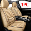 One pair of beige leather car seat covers for SUVs and sedans shown in a vehicle interior.