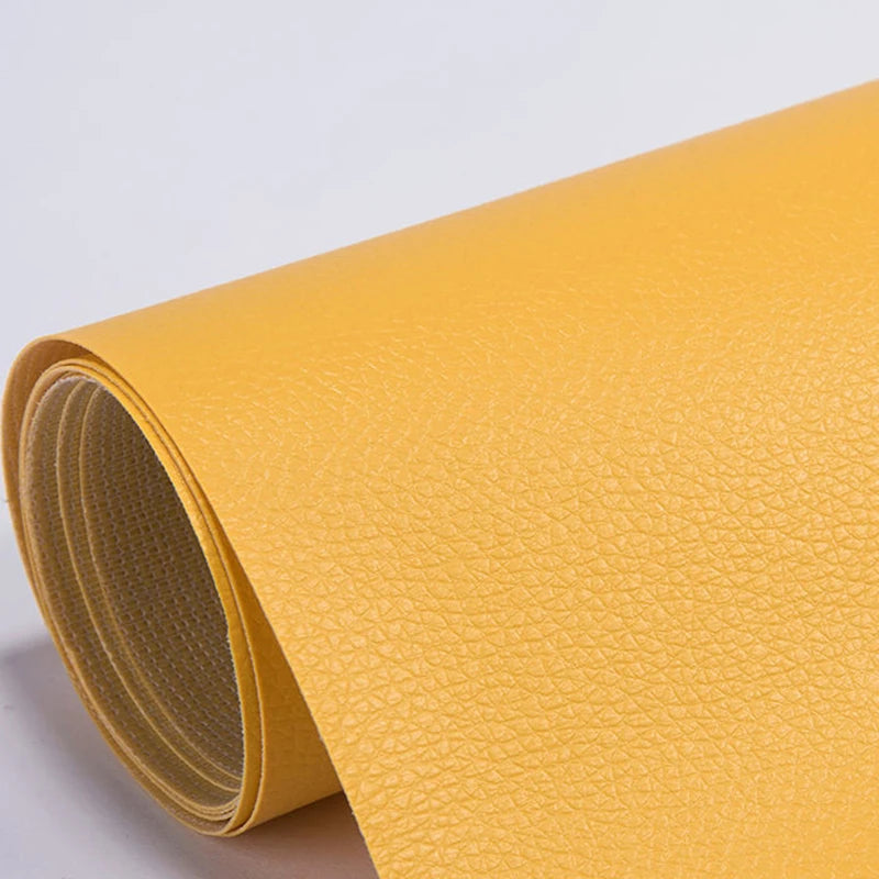 Rueda de parches reparadores autoadhesivos de cuero PU amarillo para sofás y bolsos