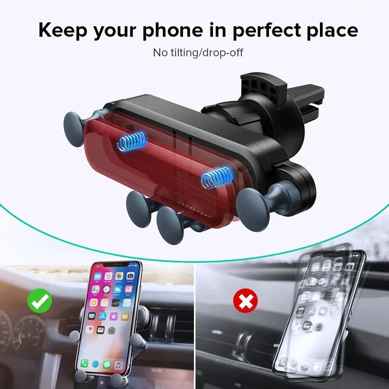 Support de téléphone pour voiture, rouge et noir, conçu pour maintenir le téléphone en place lors de la conduite.