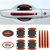 Set of eight reflective protection stickers for car door handles in black and orange.