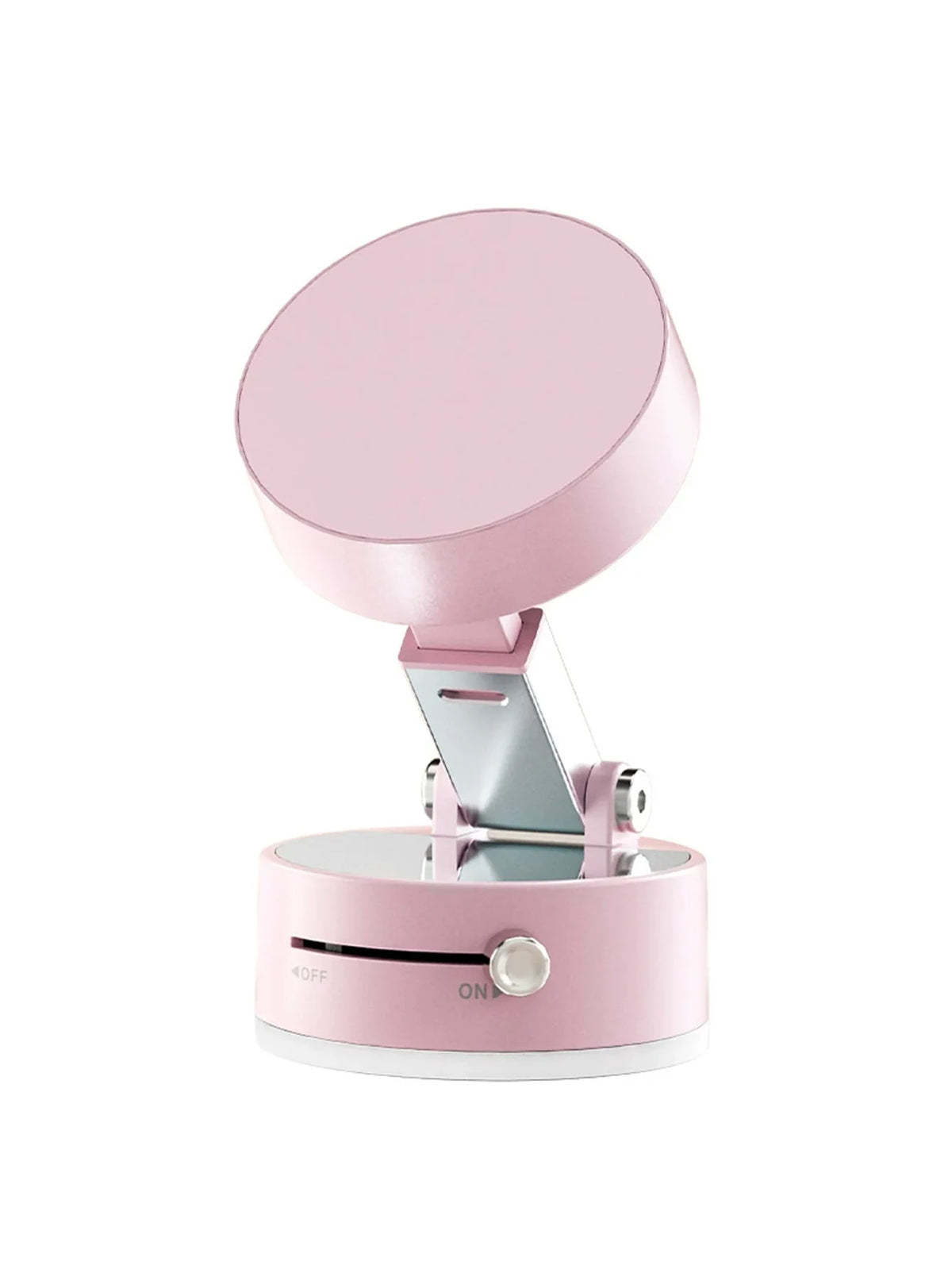 Support de téléphone magnétique pliable rose avec support et base circulaires.