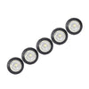 A row of six round LED side marker lights arranged in a line.