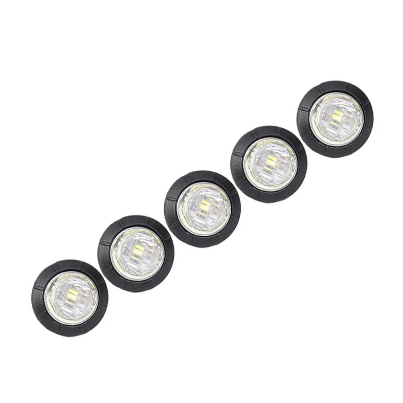 A row of six round LED side marker lights arranged in a line.