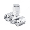Silver aluminum valve caps for wheels and tires