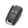 A black flip remote car key for Chevrolet, Opel, and Vauxhall models with a silver tip.