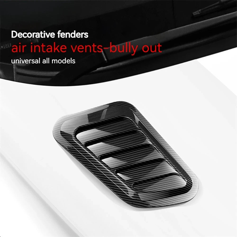Black carbon fiber air intake vent trim for universal car models.