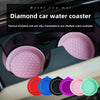 Diamond car water coaster in various colors shown inside a car cup holder