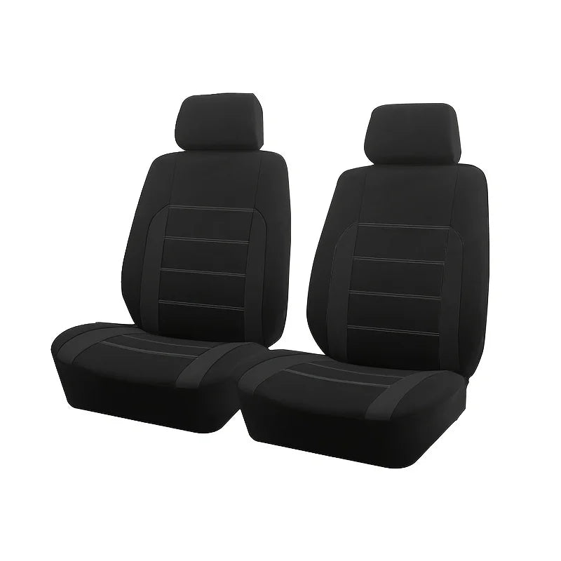 Schwarzes universelles Auto-Sitzbezug-Set mit Kopfstützen und Sitzpolstern