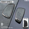 A gray shell multi-button car key case cover shown in different views on a dark surface.