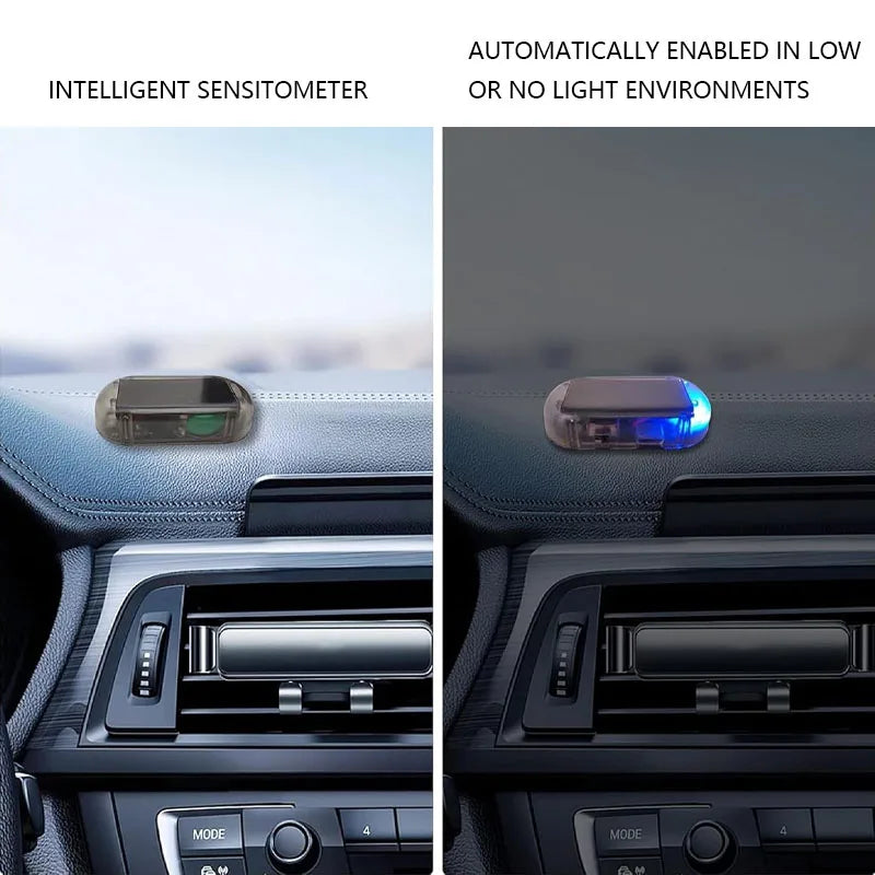 Close-up view of an intelligent sensitometer car warning light installed in a vehicle dashboard.
