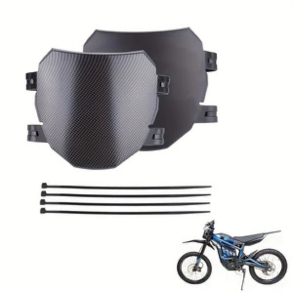 Black universal wind deflector cover for off-road motorcycles with mounting brackets and thin bars