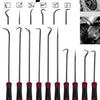 A set of precision oil seal and O-ring removal hooks in black and red for automotive or mechanical use.