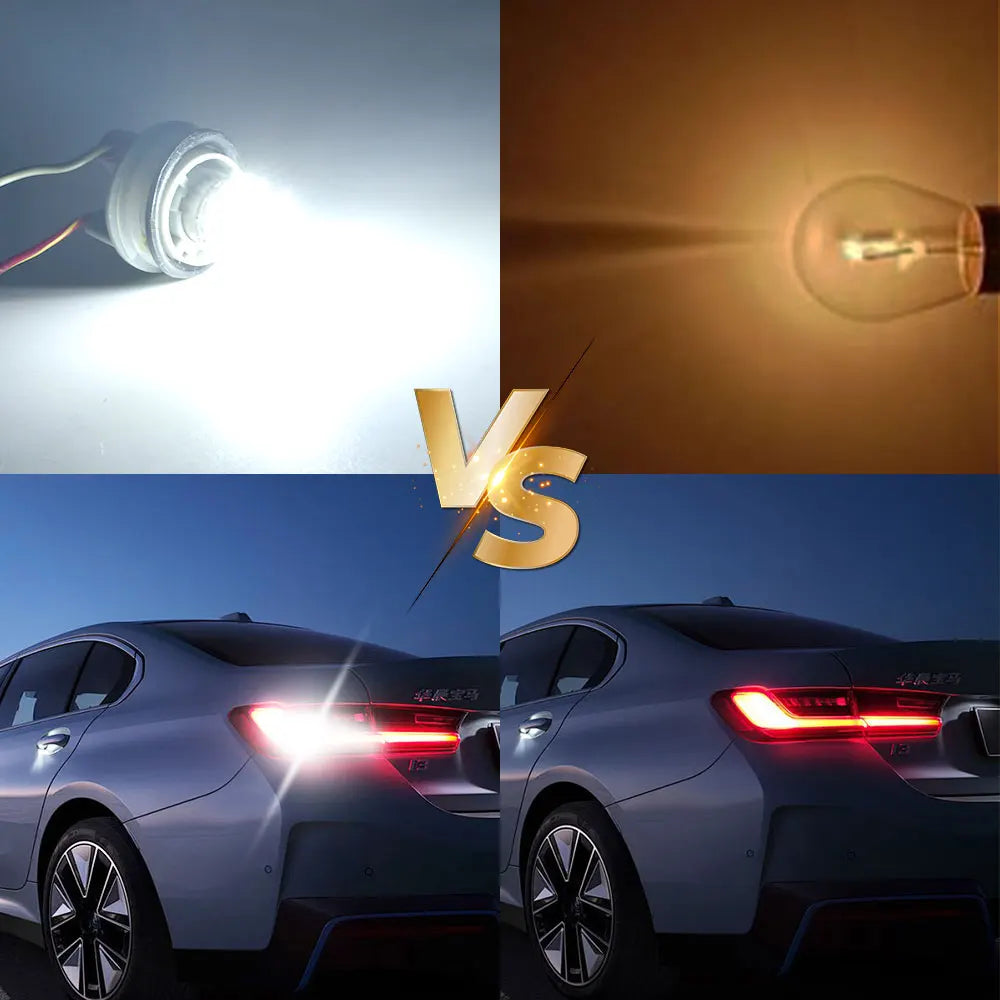 Comparison of ultra bright LED brake and reverse lights from two different vehicles.