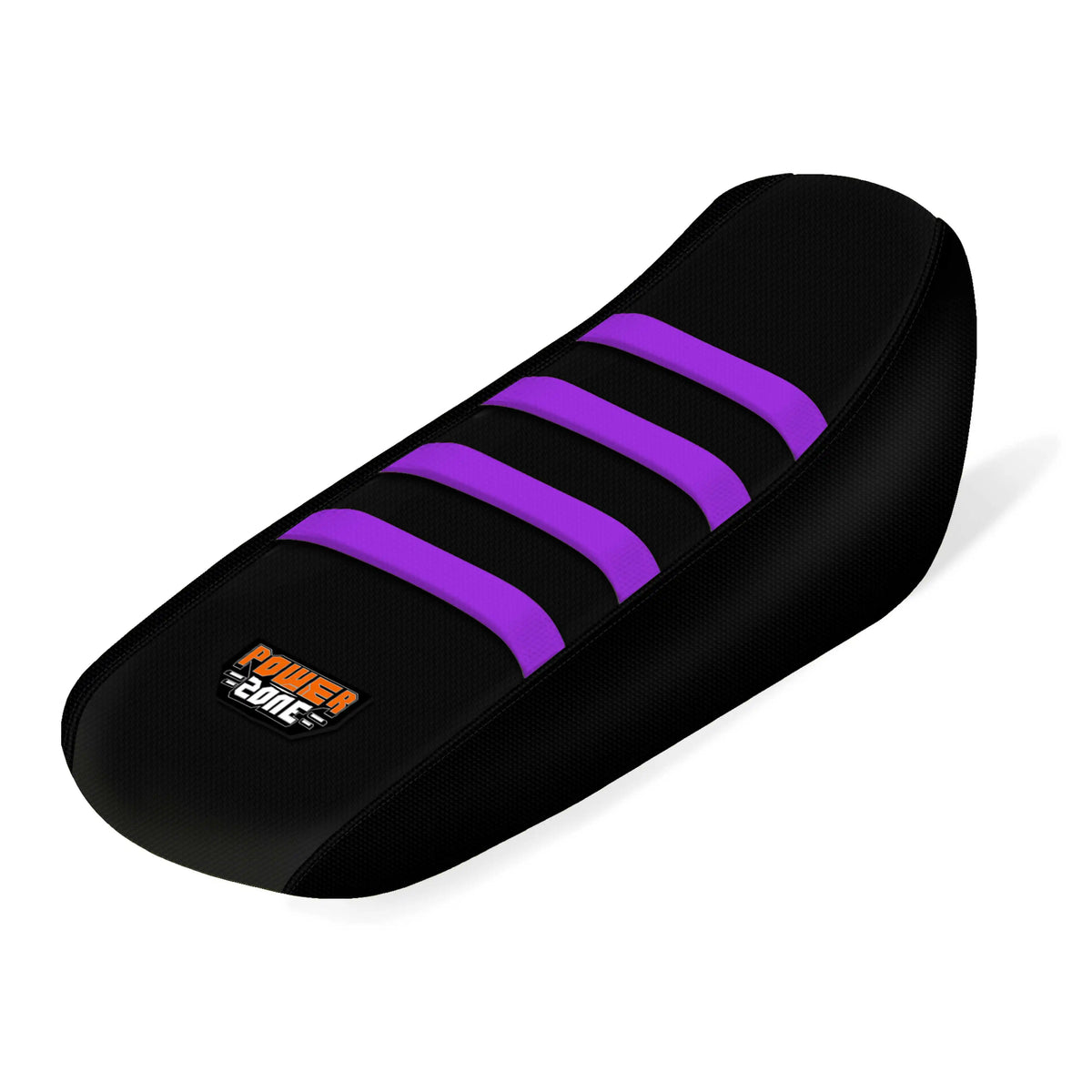 Black seat cover with purple stripes for a Sur-Ron Light Bee X S electric vehicle.