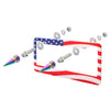 A 4-piece license plate fixing kit featuring a patriotic design with stars and stripes.