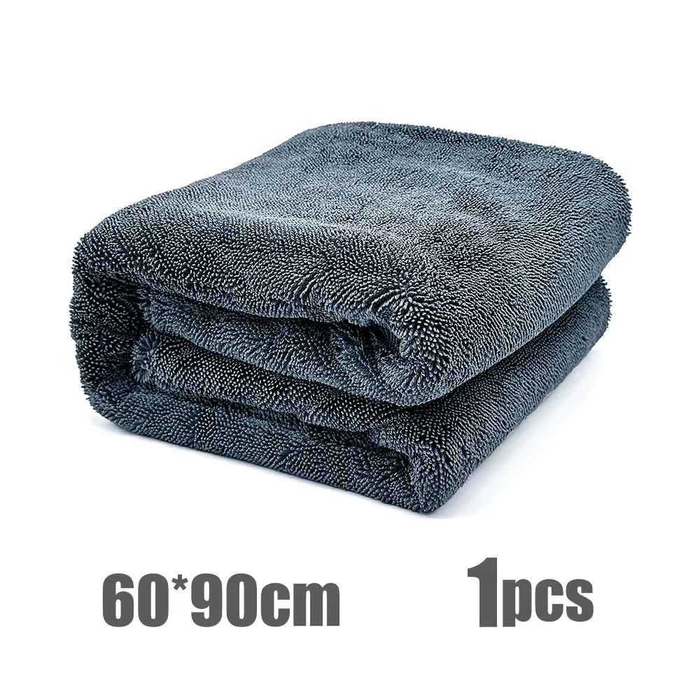 A stack of dark gray heavy-duty dual-sided microfiber cleaning cloths.