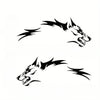 A black silhouette of a wolf head roaring with sharp teeth and fierce expression.
