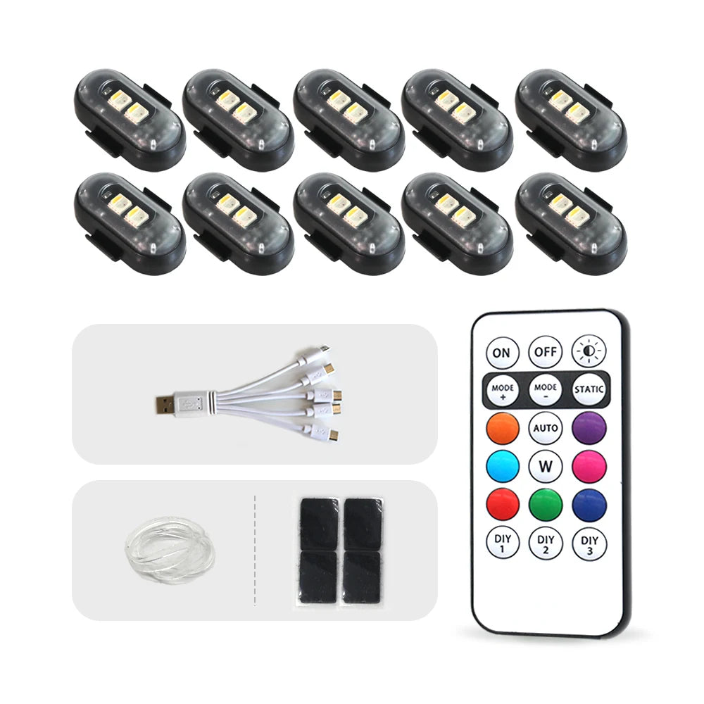 Un ensemble de lumières LED pour voiture rechargeables multifonctions avec diverses modes et fonctions.