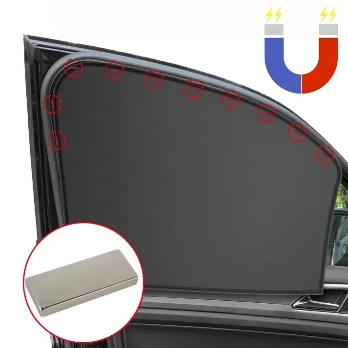 Magnetic car window sunshade with a U-shaped design for privacy and heat blocking