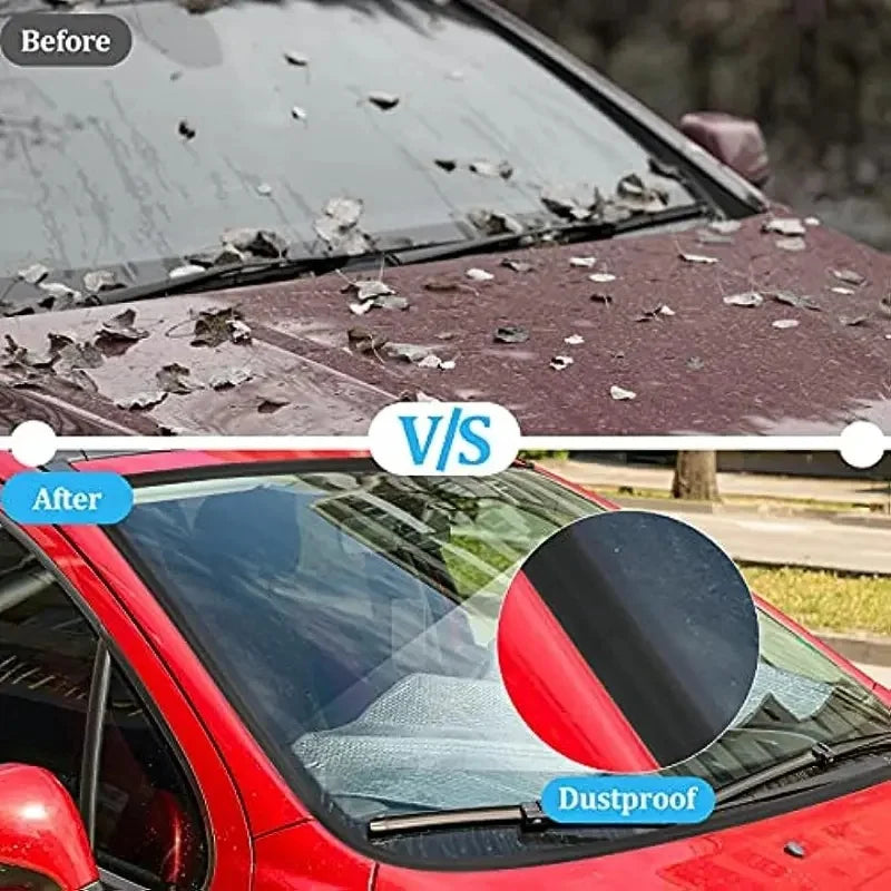 Before and after comparison of a T-shape rubber seal strip for car windows, showing dust removal.