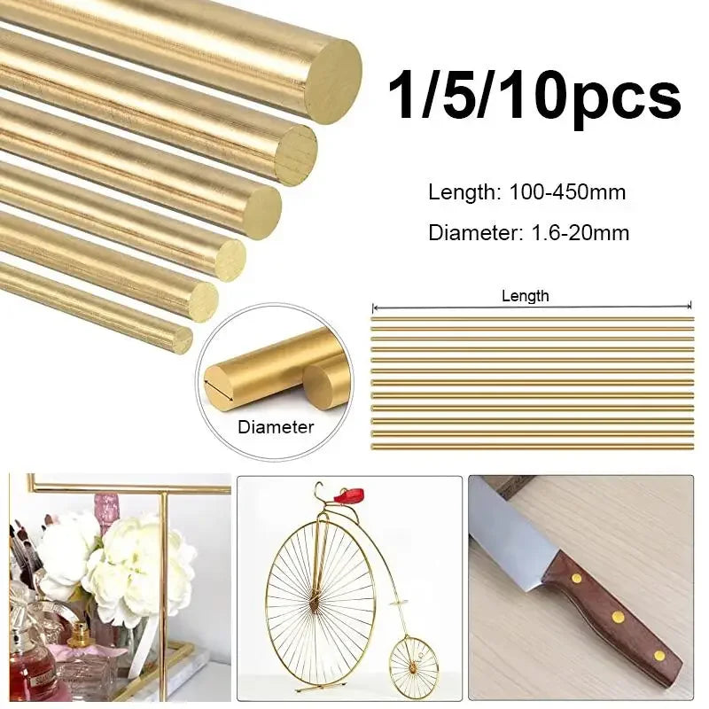 Brass bar rods in various lengths and diameters used for DIY and wire work