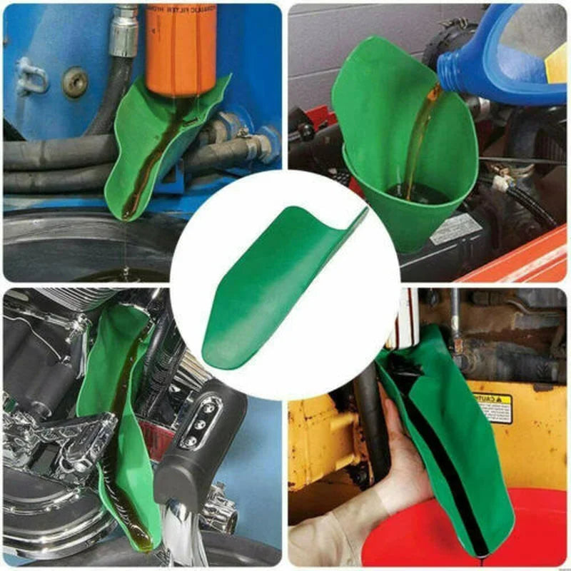 Grübles flexibles Werkzeug als Führungshilfe zum Entleeren und Wechseln von Motoröl und -filter.