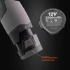 A black cordless mini car detail polisher with a 12V 2000mAh lithium battery.