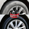 A black jar of tire polishing paste is shown next to a close-up view of a car wheel rim.