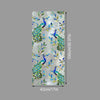Decorative PVC stained glass window film featuring vibrant green and blue peacock patterns on a silver background
