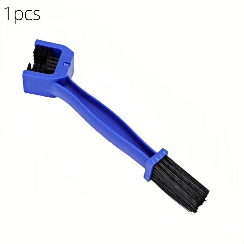 Kit de limpieza de cadena para motocicleta azul de uso rudo con cepillo.