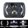 A square LED headlight assembly showing different light modes including DRI, Low Beam, and High Beam settings.