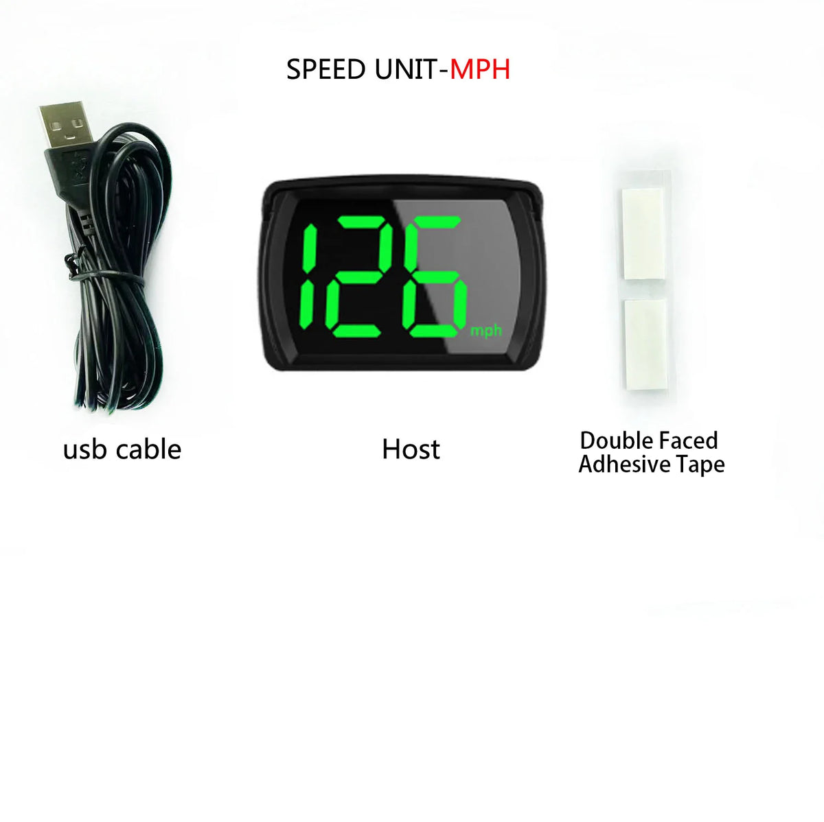 Ensemble de composants pour un compteur de vitesse GPS, incluant un câble USB, un dispositif hôte et du ruban adhésif double 