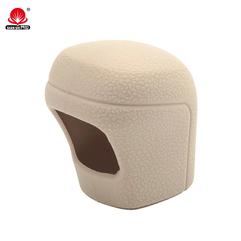 A beige universal car gear shift knob cover with a textured surface.