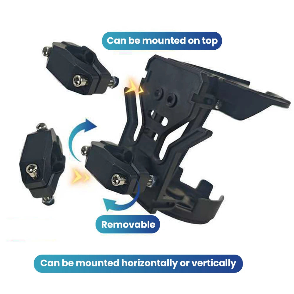 Porte-gobelet de moto noir réglable, à monter en haut et utilisable horizontalement ou verticalement