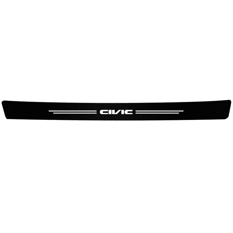 Black carbon fiber door sill protector with the CIVIC logo.