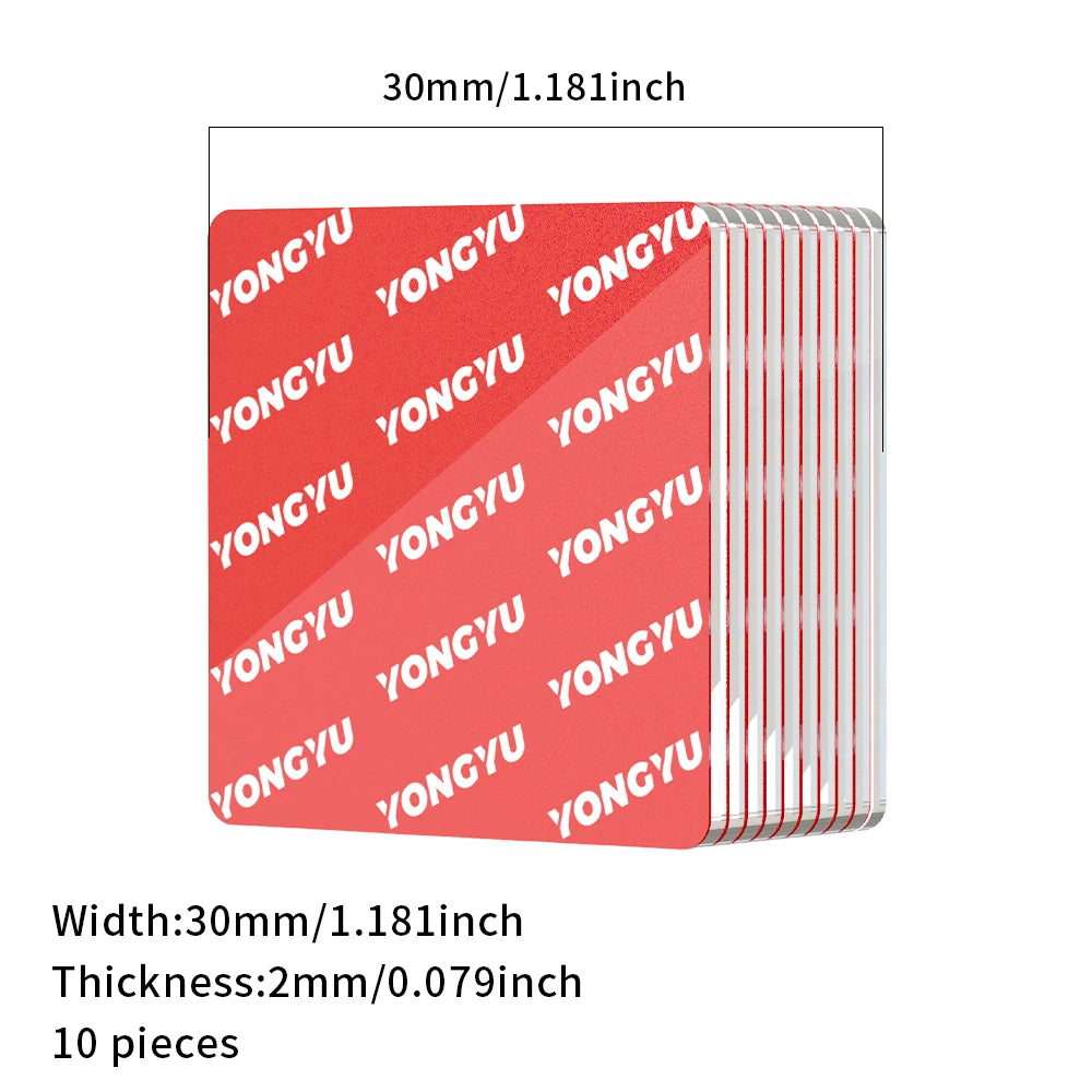 A set of ten 30mm thick red adhesive pads for various surfaces.