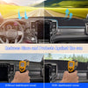 A custom fit dashboard mat for a Dodge Ram showing before and after glare reduction features.