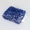 A deep blue microfiber cleaning glove with a white cuff is shown on a white background.