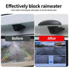 Before and after comparison showing how the anti-fog waterproof rain cover clearly blocks rainwater on a vehicle's rear camer