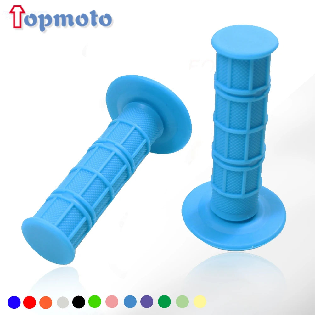 Blue gel rubber handlebar grips shown in various colors and angles
