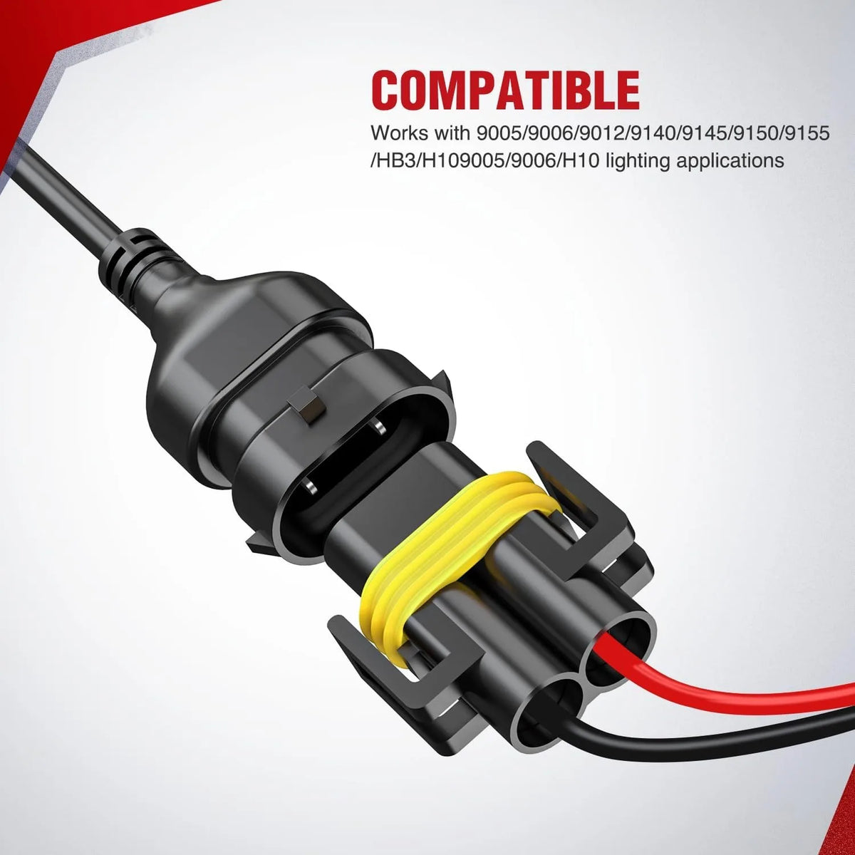 Heavy duty wiring harness kit with yellow and red wires for fog lights