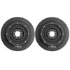 Two black car windshield debris protector sleeves with a center hub and mounting holes.