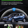 Un SUV Mazda CX-5 bleu avec la fonctionnalité de surveillance de stationnement 24 heures mise en évidence.