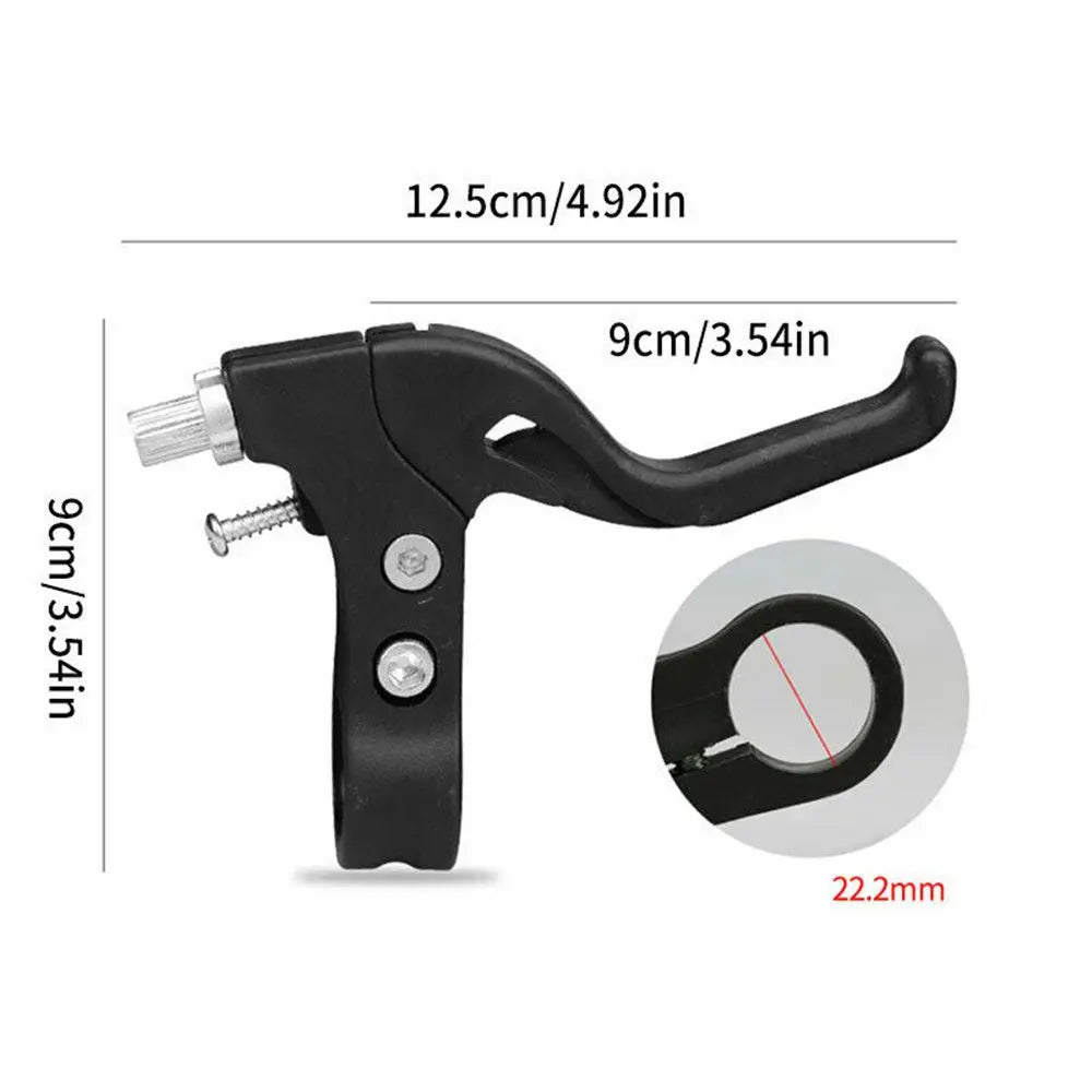 Manettes de frein V pour vélo universel noir pour enfants et VTT, montrant les dimensions.