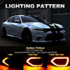 Amber yellow LED turn signal lights installed on a white Dodge Charger grill.