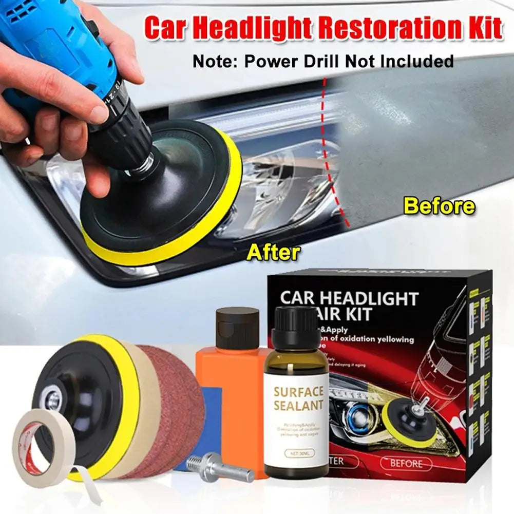 Kit de restauration de phare de voiture, composants, scellant et lentilles pour comparaison avant/après