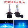 Pair of 12000K Ice Blue LED headlight bulbs for high-performance vehicles.