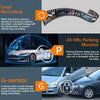 A composite image showing features of a car security system including loop recording, 24-hour parking monitoring, and G-senso